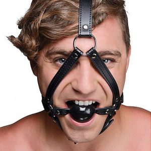 Strict Head Harness with Ball Gag: Kopfgeschirr mit Knebel