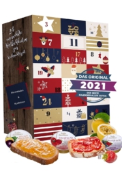 Adventskalender 2021 mit Konfitüren und Marmeladen I 24 Fruchtaufstriche in der Adventszeit I Probierpackungen im Konfitüren Adventskalender