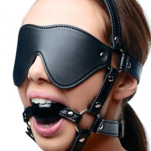 Strict Eye Mask Harness with Ball Gag: Kopfgeschirr mit Knebel