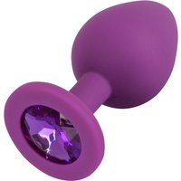 Analplug, lila mit Schmuckstein